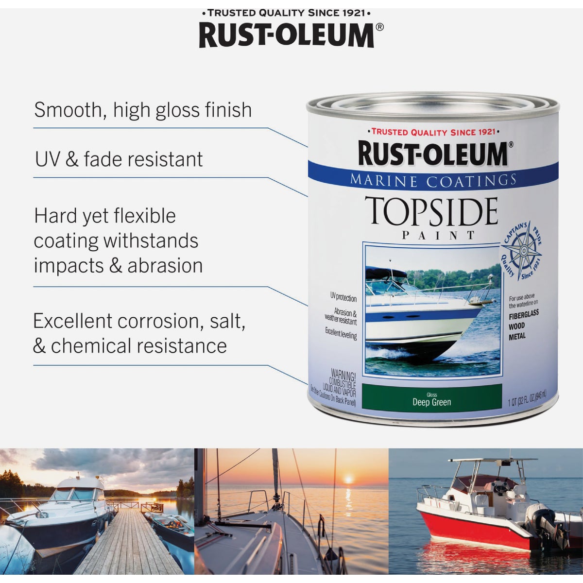 Rust-Oleum Gloss Marine Boat Topside Paint, Brilliant Red, 1 Qt. Image 2