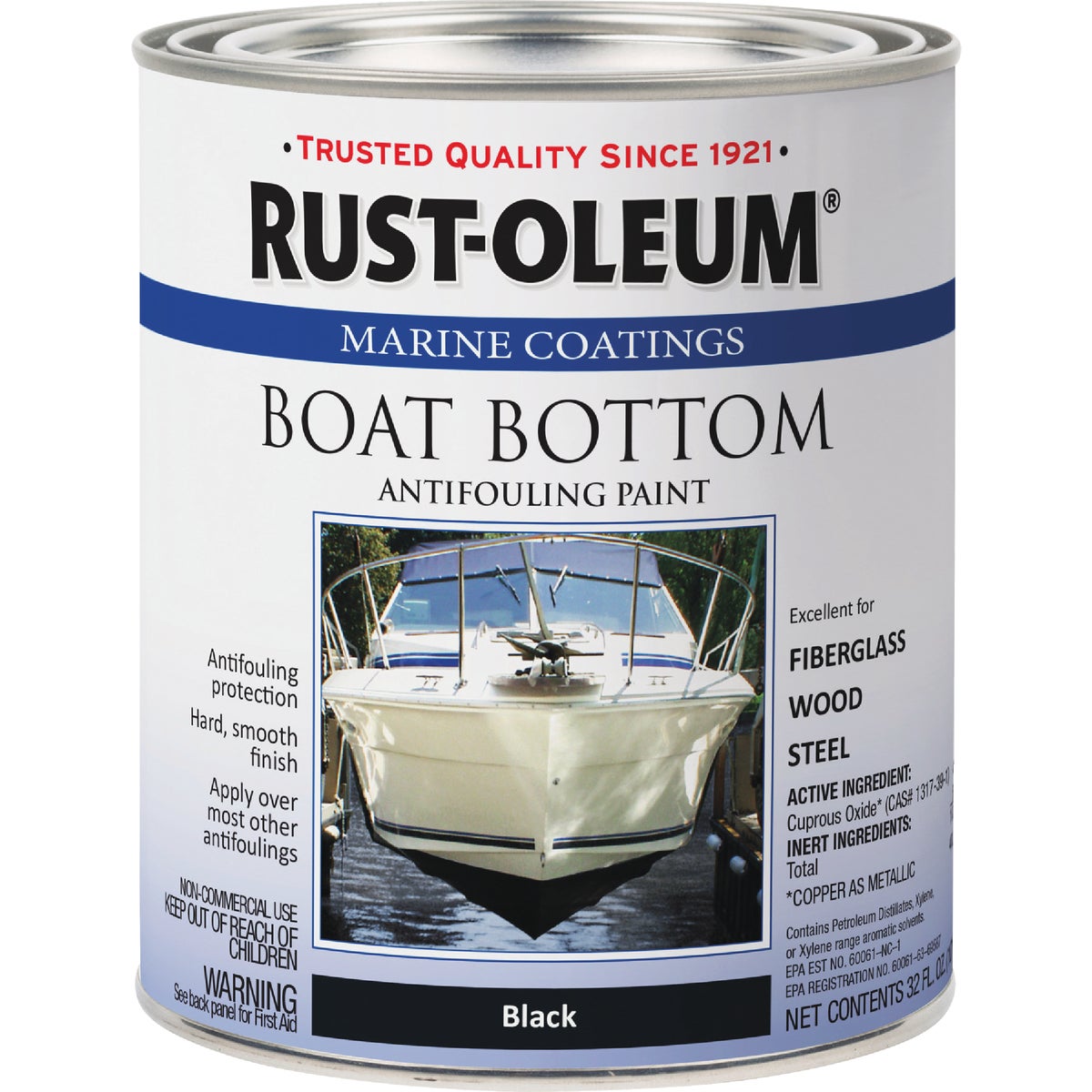Rust-Oleum Marine Boat Bottom Antifouling Paint, Black, 1 Qt. Image 7