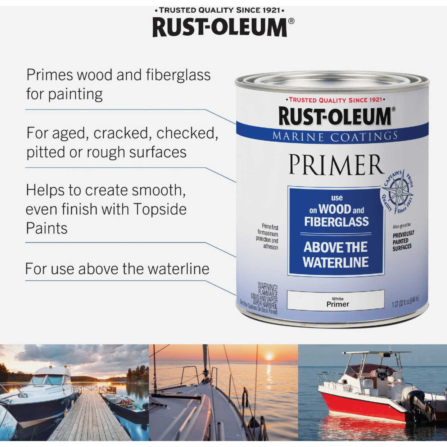 Rust-Oleum Flat Marine Primer, White, 1 Qt. Image 4