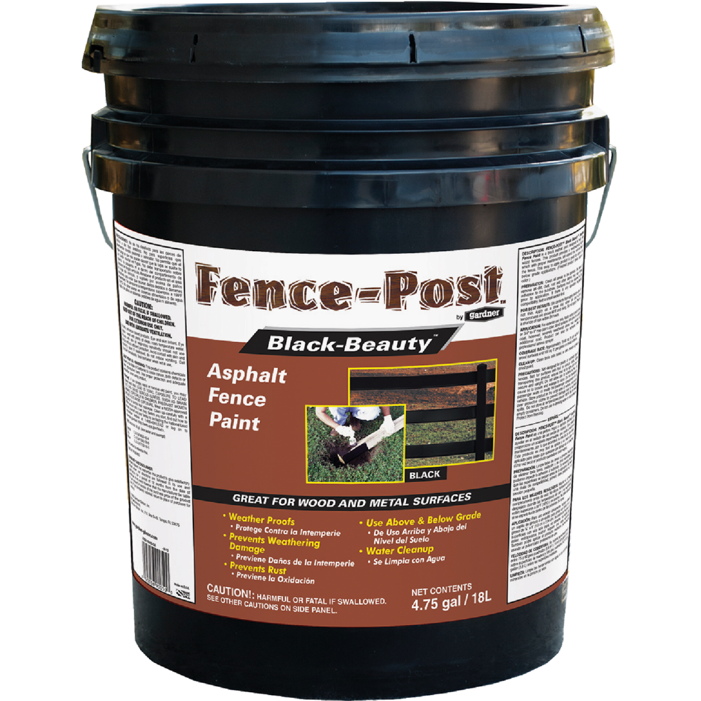 Gardner Fence-Post Black-Beauty 5 Gal. Asphalt Fence Paint Image 1