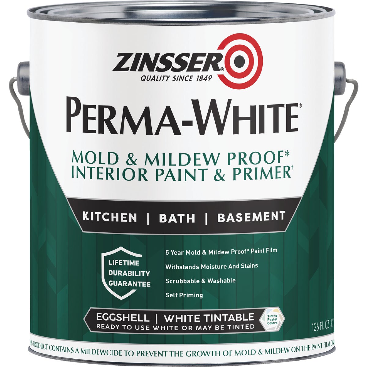Zinsser Perma-White White-Tintable Eggshell Gallon Mildew Paint