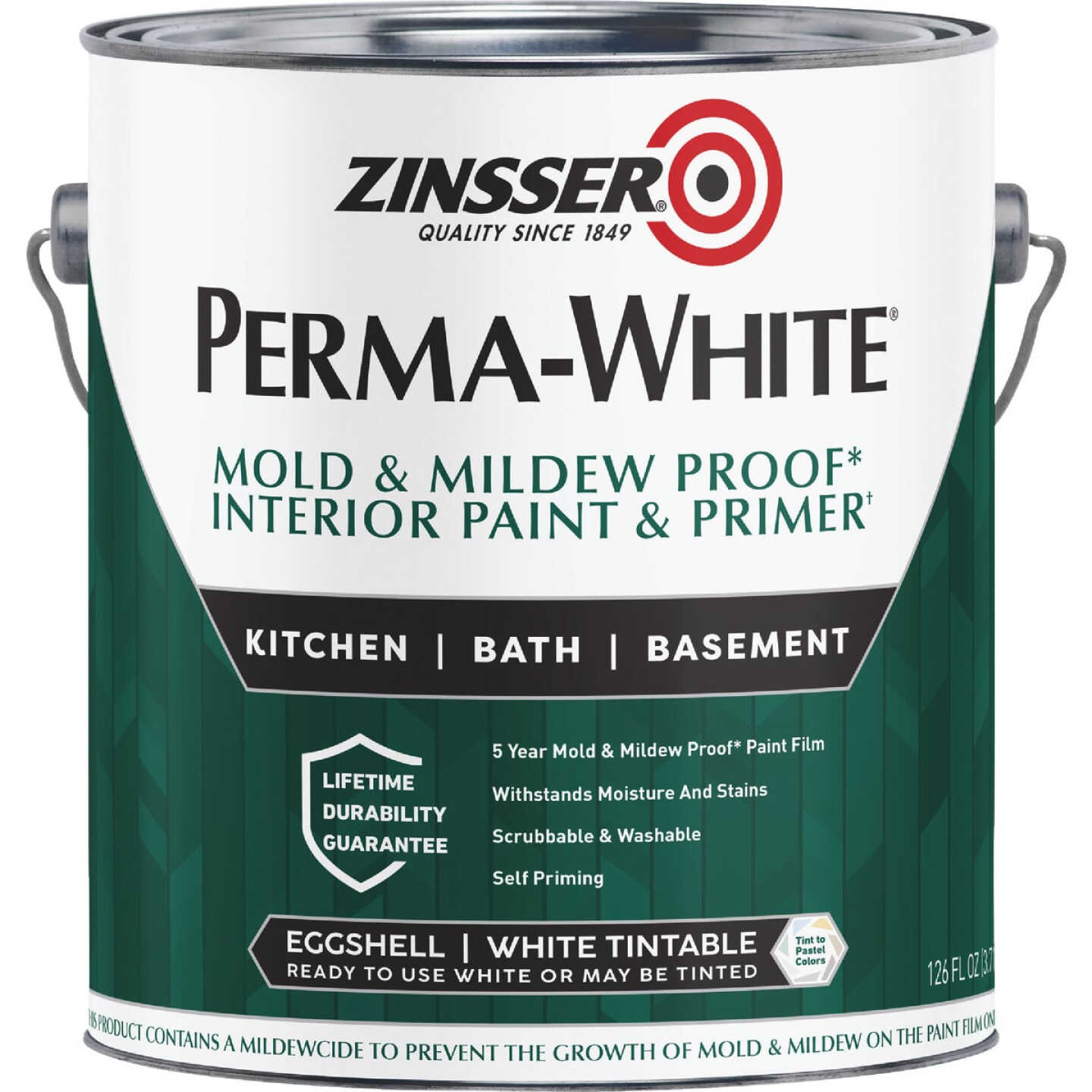 Zinsser Perma-White White-Tintable Eggshell Gallon Mildew Paint Image 1