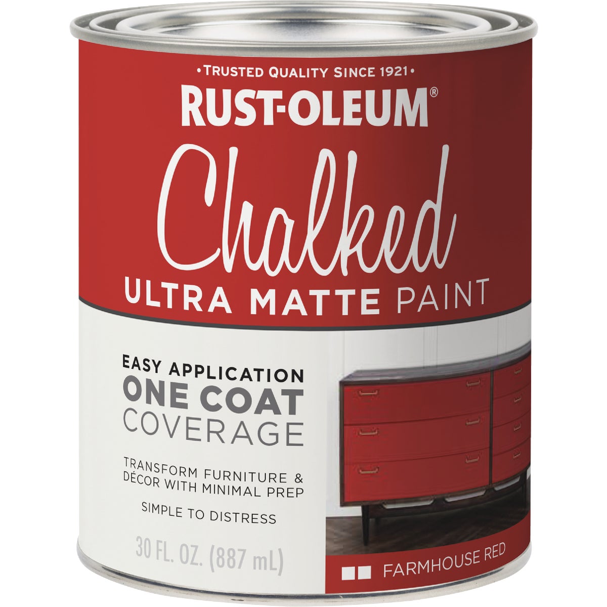 Rust-Oleum Chalked Ultra Matte Farmhouse Red 30 Oz. Chalk Paint Image 7