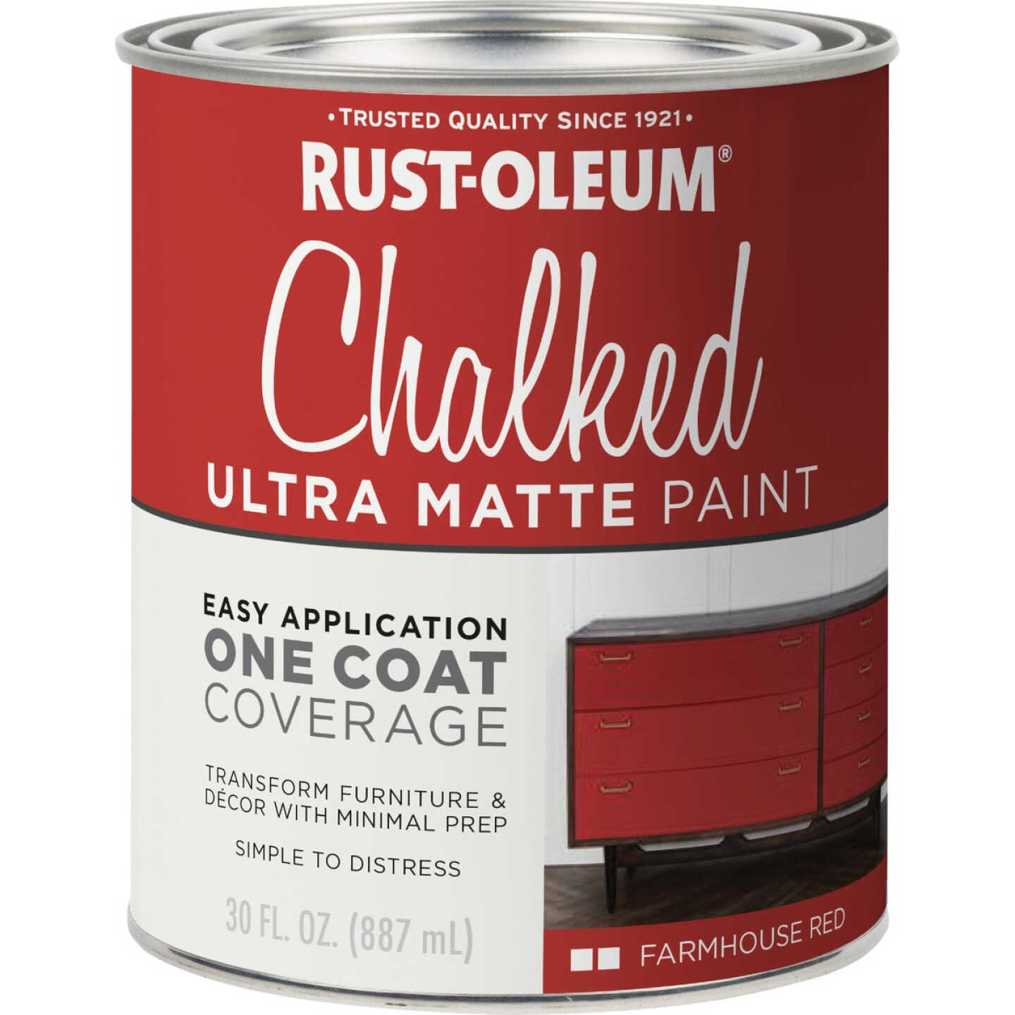 Rust-Oleum Chalked Ultra Matte Farmhouse Red 30 Oz. Chalk Paint Image 7