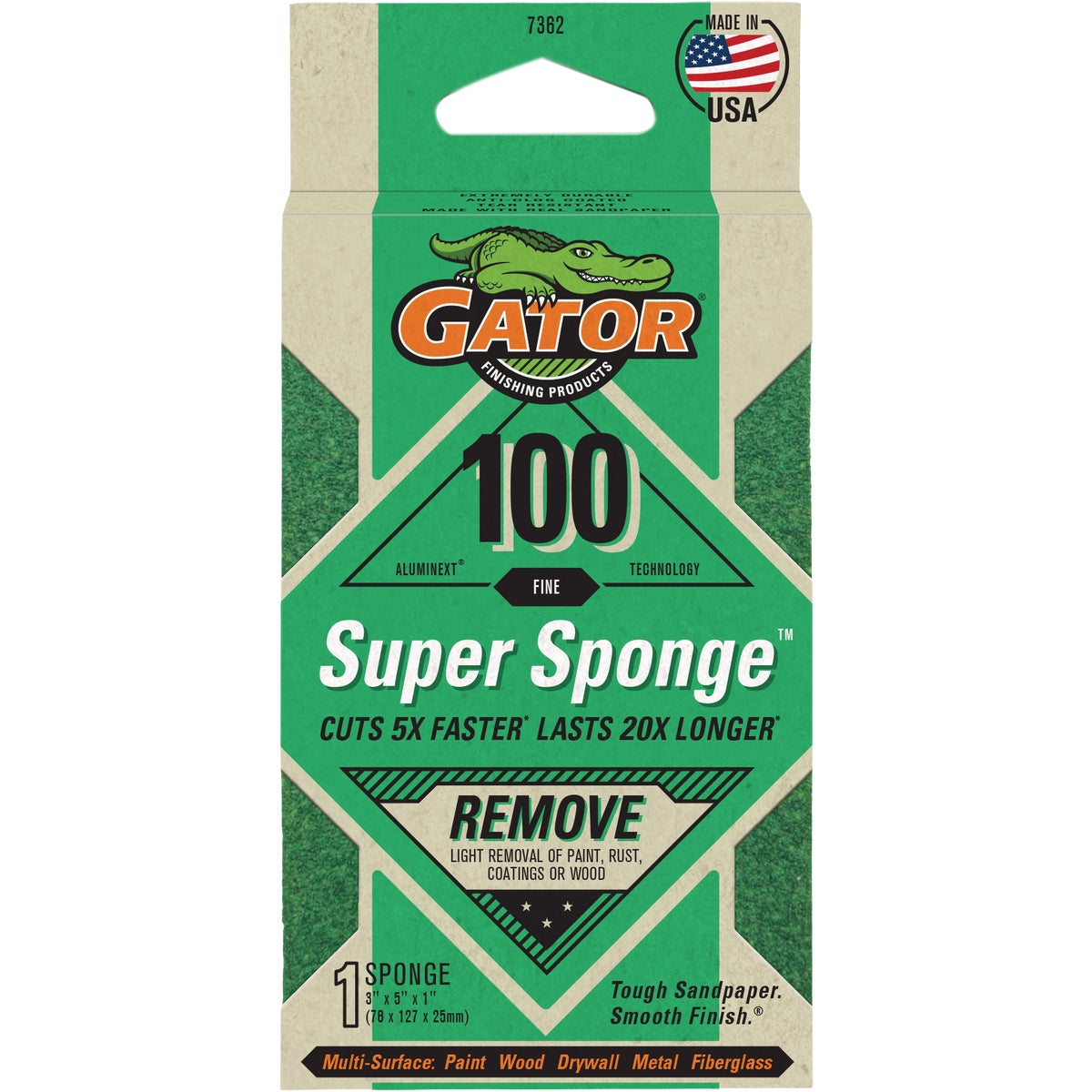 Gator Premium Super Sponge 3 In. x 5 In. x 1 In. 100 Grit Fine Sanding Sponge Image 1
