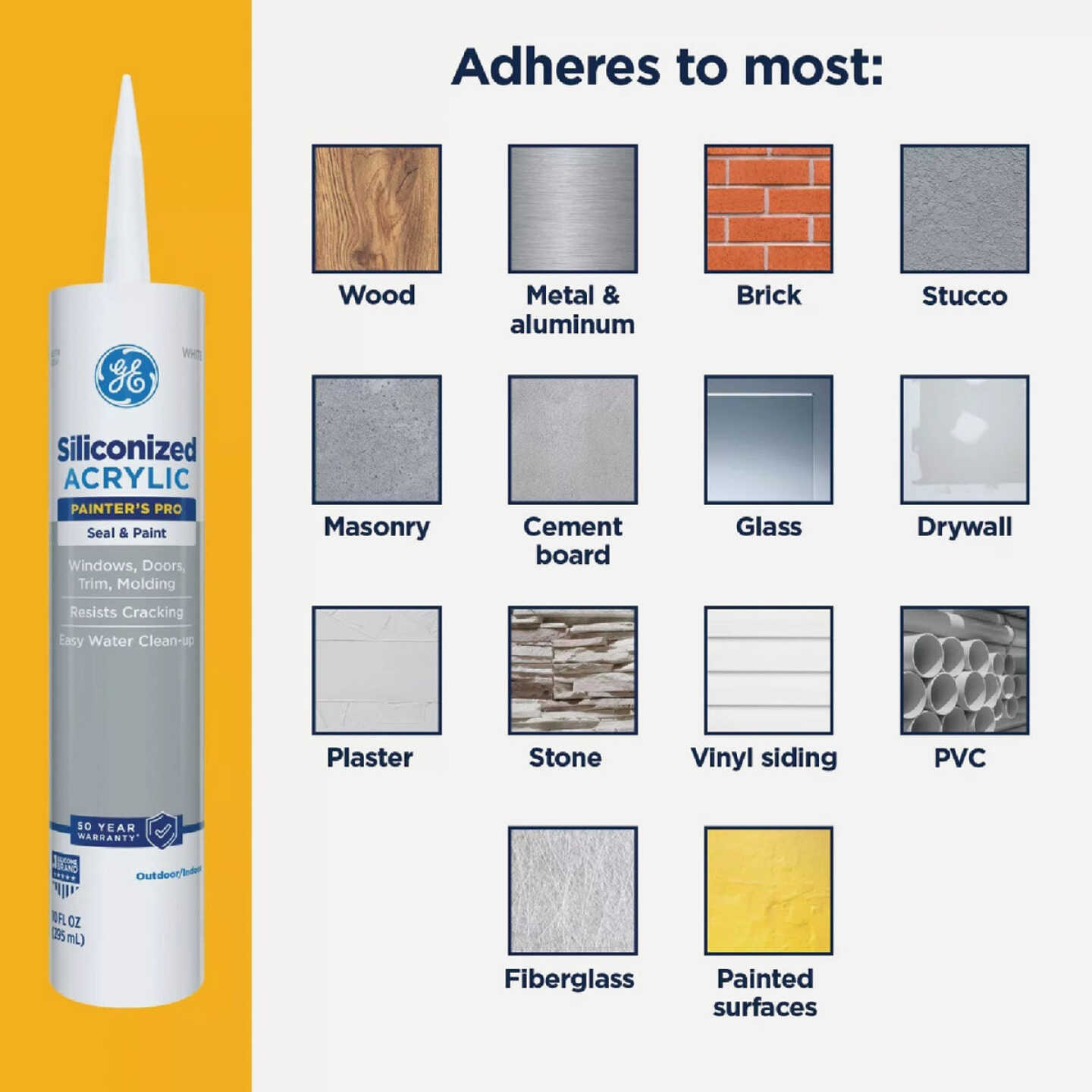 GE Siliconized Acrylic Painters Pro Seal & Paint Sealant, Clear, 10 Oz. Cartridge Image 2