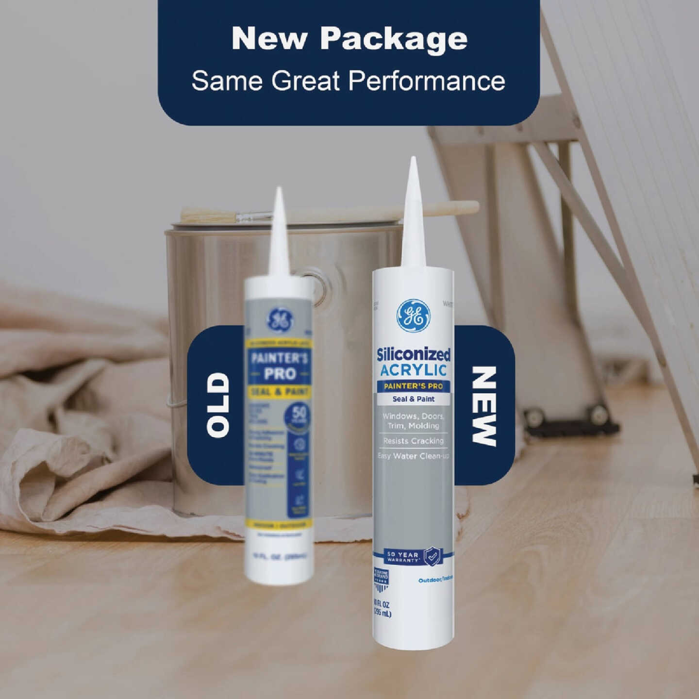 GE Siliconized Acrylic Painters Pro Seal & Paint Sealant, Clear, 10 Oz. Cartridge Image 3