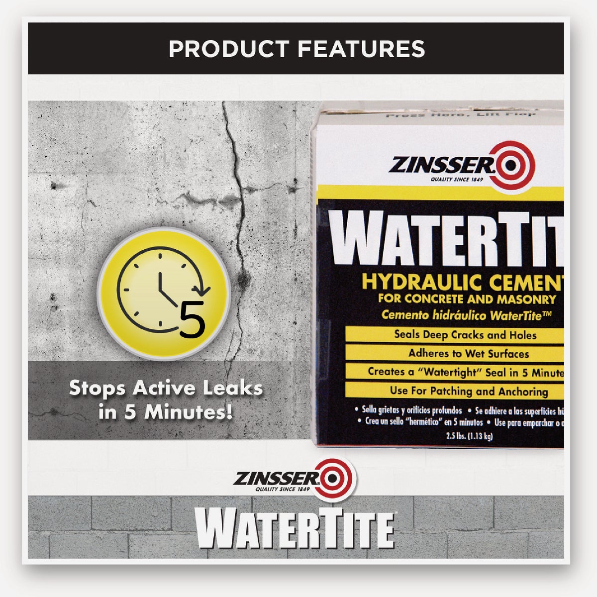 Zinsser WaterTite 2.5 Lb. Box Hydraulic Cement Image 2