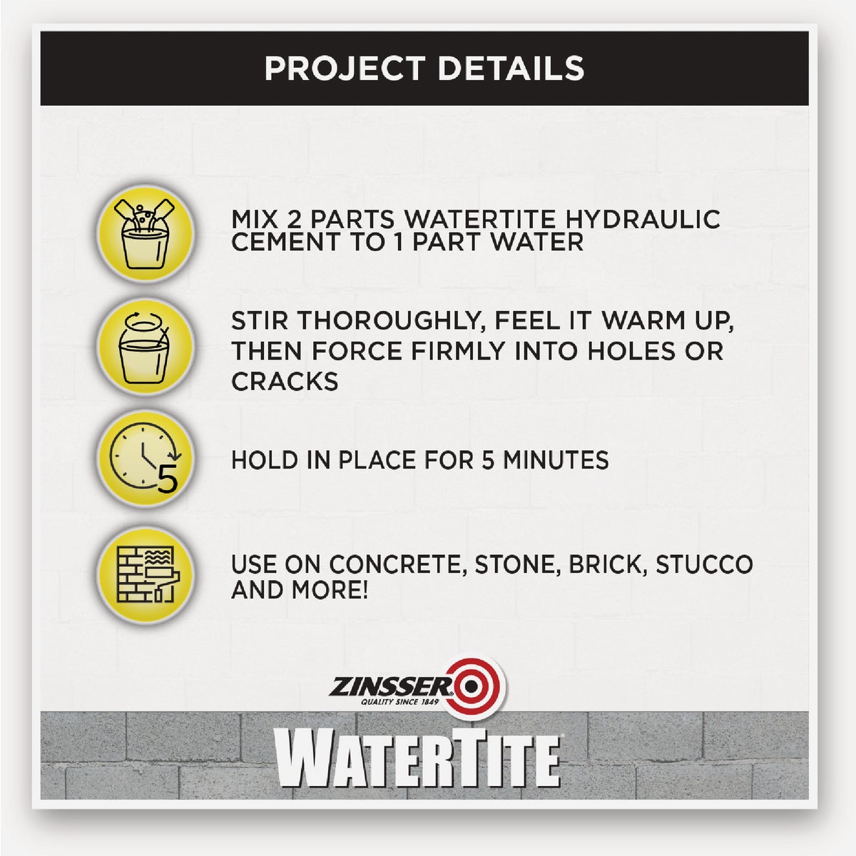Zinsser WaterTite 2.5 Lb. Box Hydraulic Cement Image 3