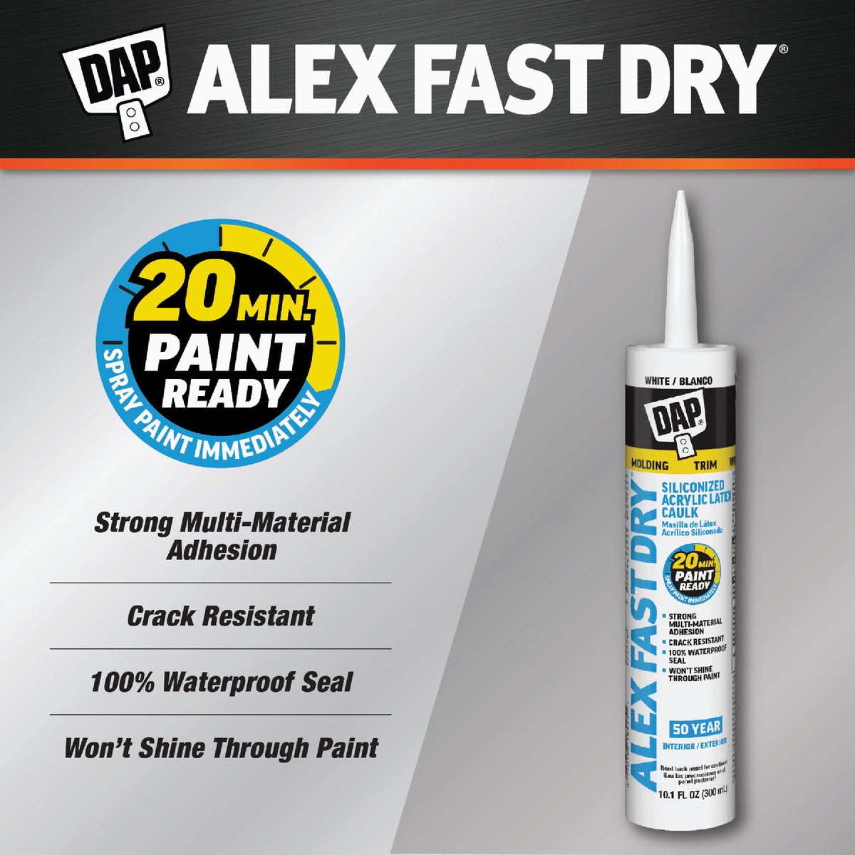 Dap Alex Fast Dry 10.1 Oz. White Siliconized Acrylic Latex Caulk Image 6
