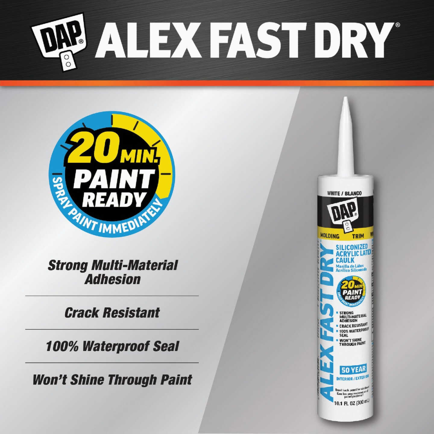 Dap Alex Fast Dry 10.1 Oz. White Siliconized Acrylic Latex Caulk Image 6