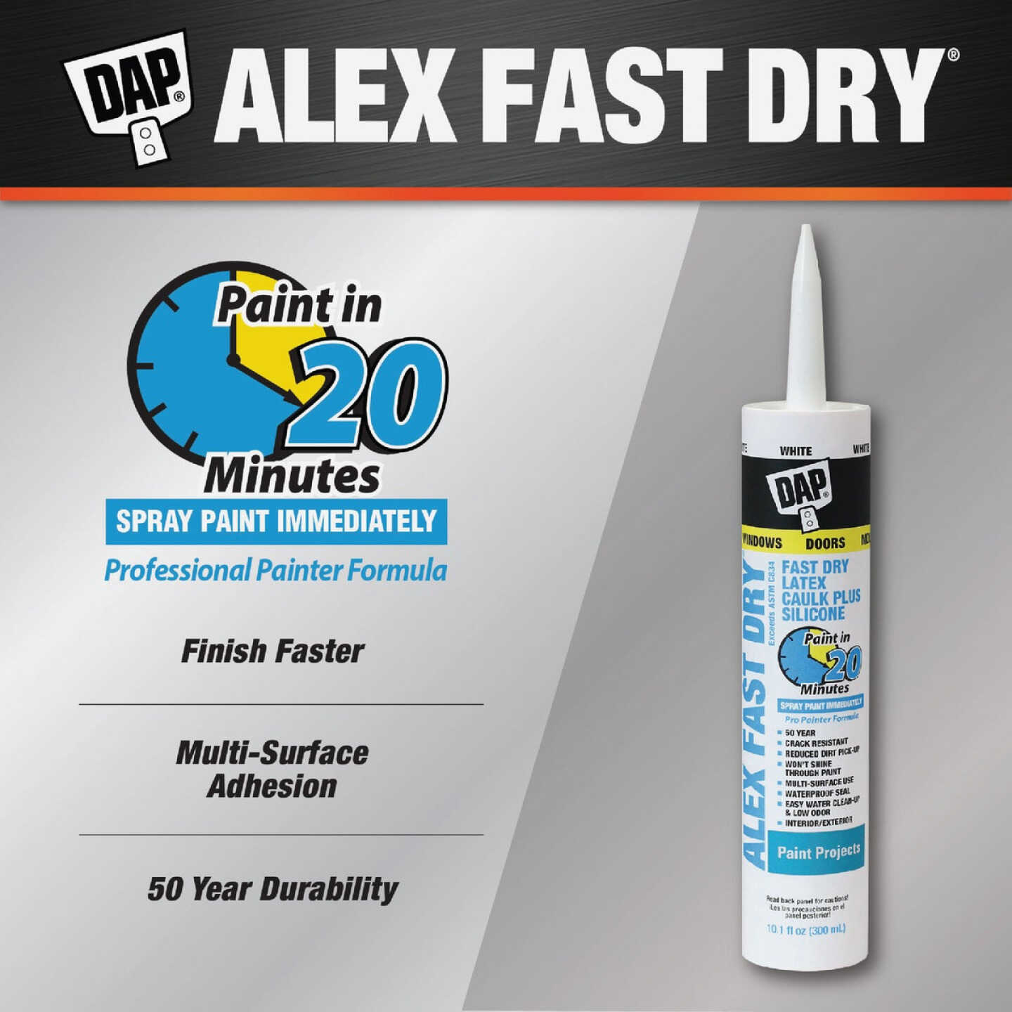 Dap Alex Fast Dry 10.1 Oz. White Siliconized Acrylic Latex Caulk Image 6