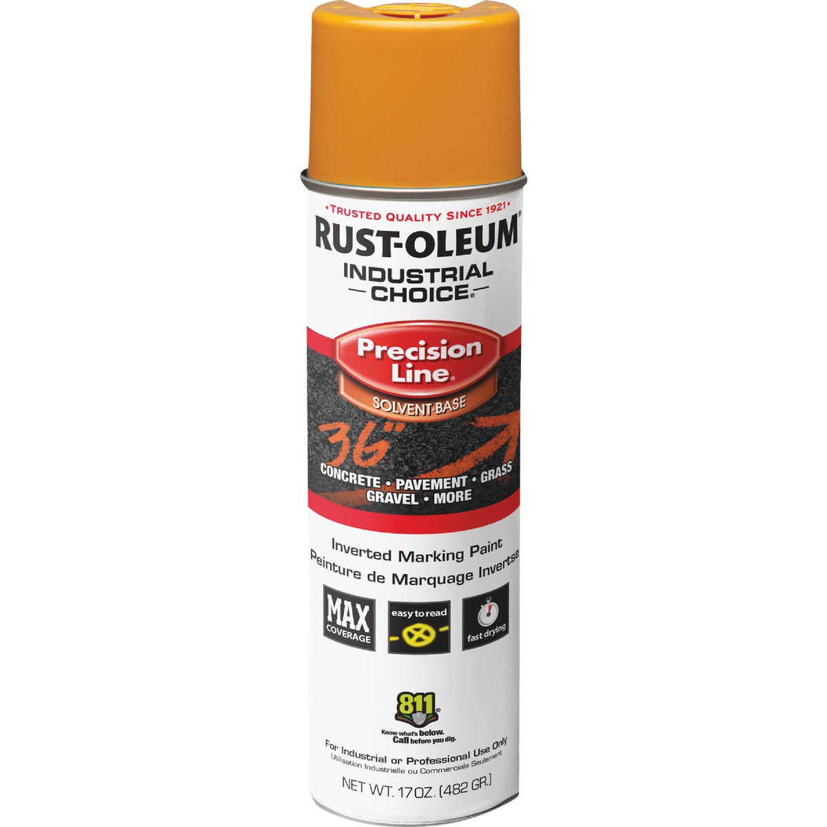 Rust-Oleum Industrial Choice Caution Yellow 17 Oz. Inverted Marking Spray Paint Image 2