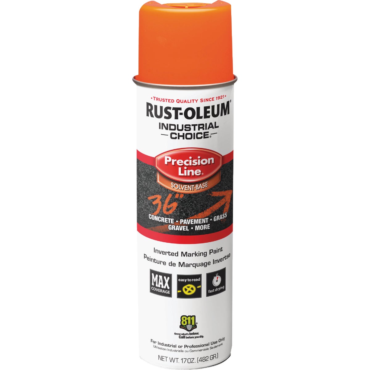Rust-Oleum Industrial Choice Fluorescent Orange 17 Oz. Inverted Marking Spray Paint Image 2