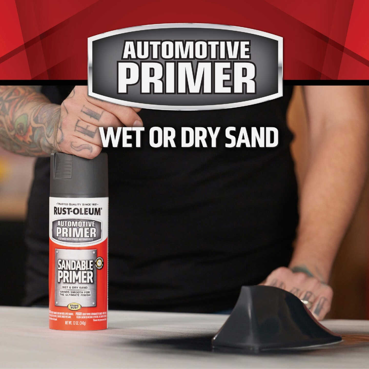 Rust-Oleum Automotive Sandable Primer Spray, 12 Oz., Gray Image 2