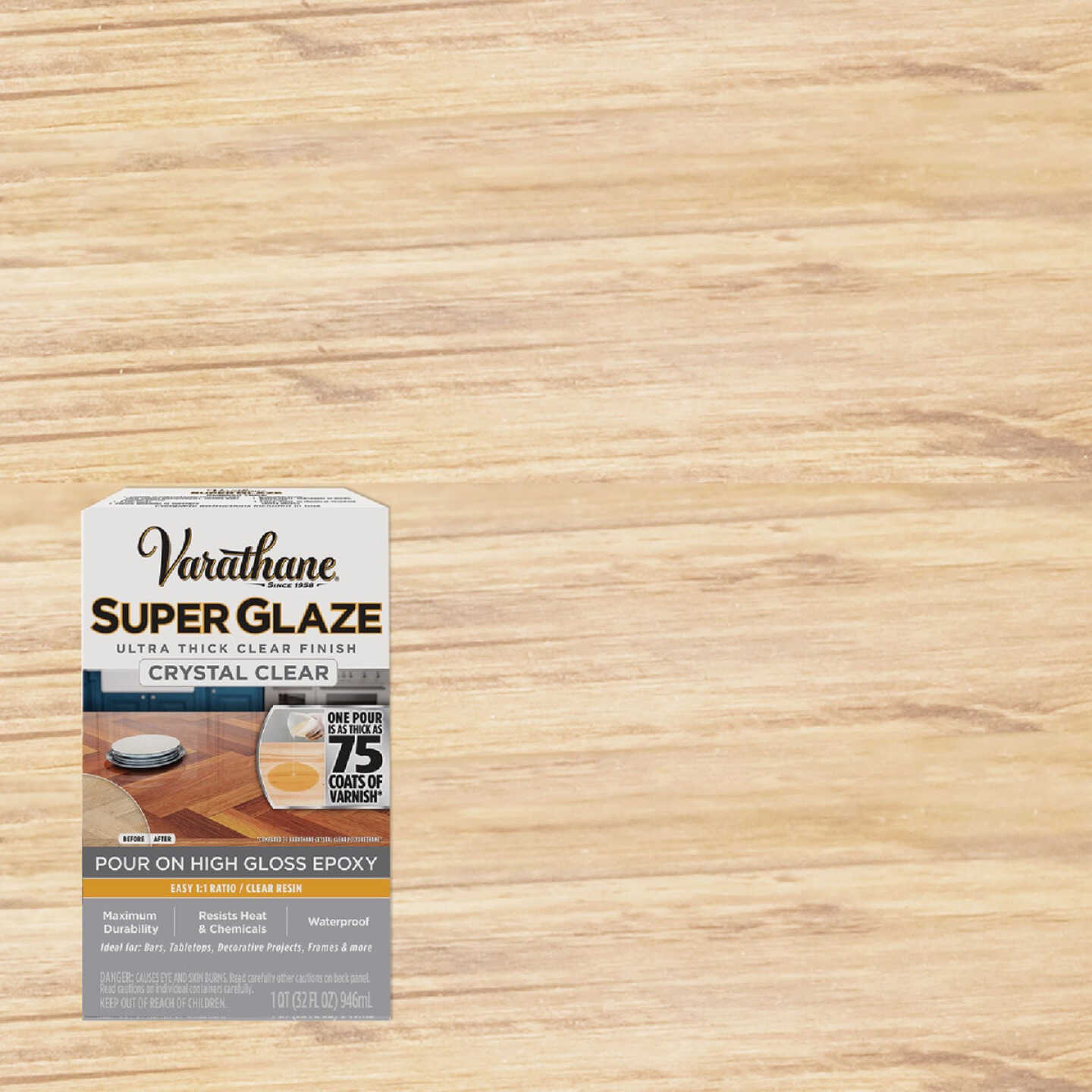 Varathane 1 Qt. Super Glaze Pour-On High Gloss Crystal Clear Epoxy Resin Image 1
