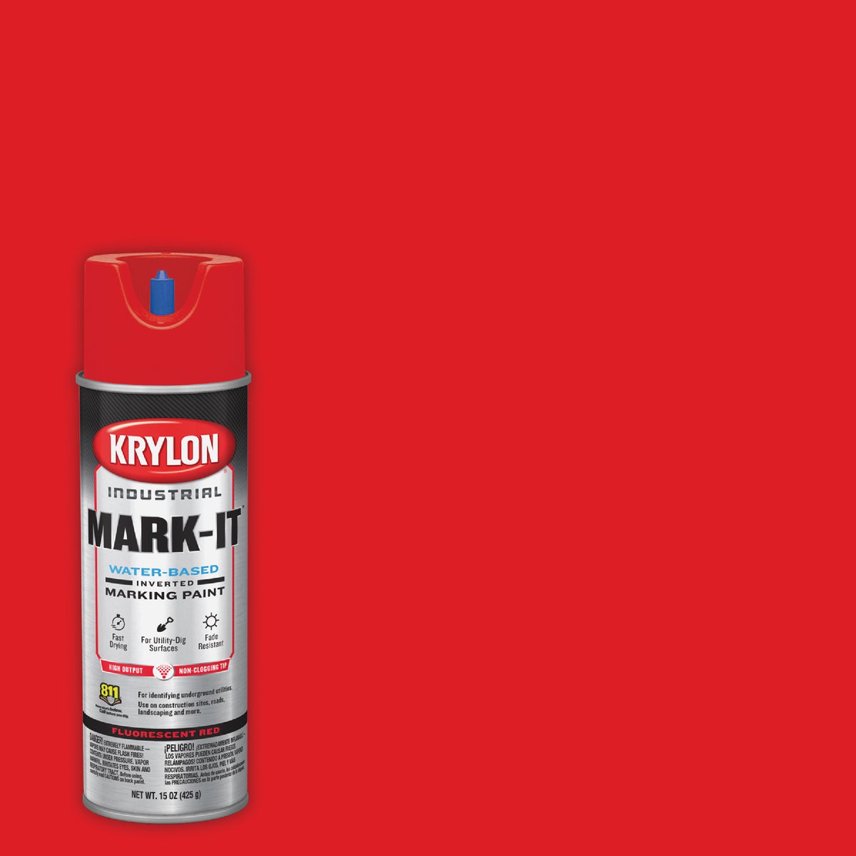 Krylon Mark-It 731308 Industrial WB APWA Brilliant Red Inverted Marking Paint