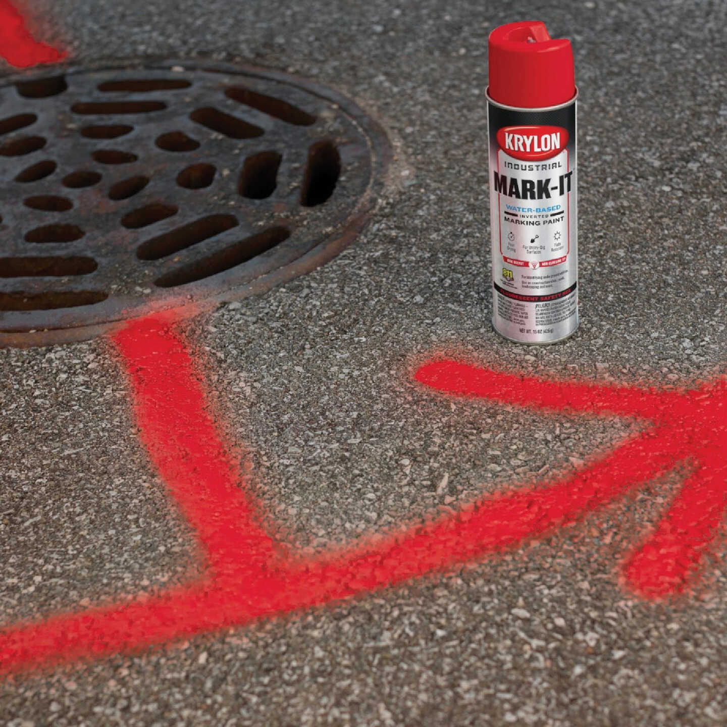 Krylon Mark-It 732408 Industrial WB Fluorescent Red Inverted Marking Paint Image 2