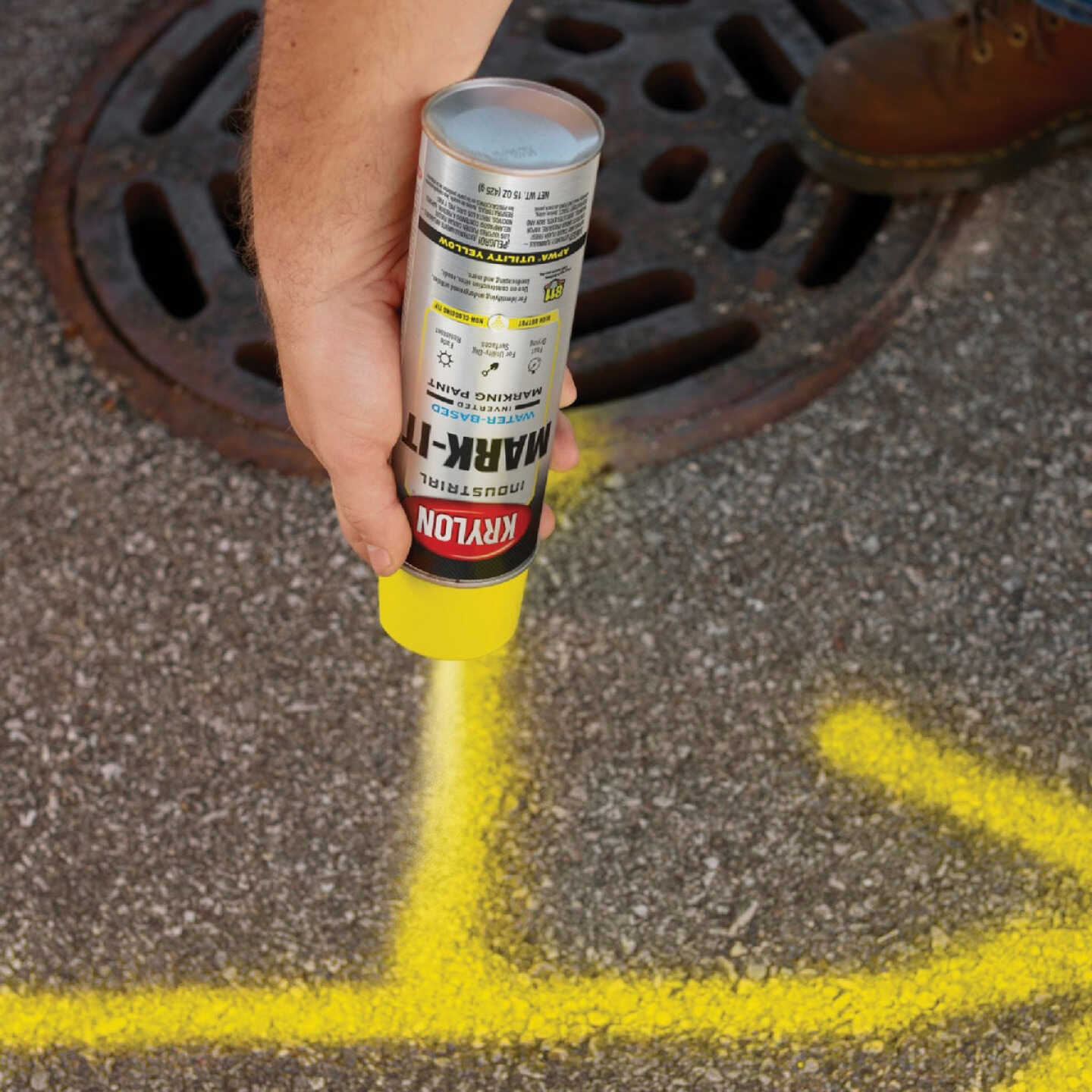 Krylon Mark-It 731708 Industrial WB APWA Utility Yellow Inverted Marking Paint Image 4