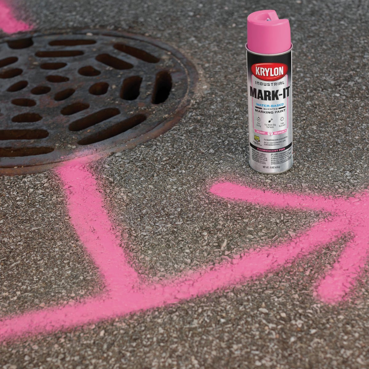 Krylon Mark-It 732308 Industrial WB Fluorescent Pink Inverted Marking Paint Image 2