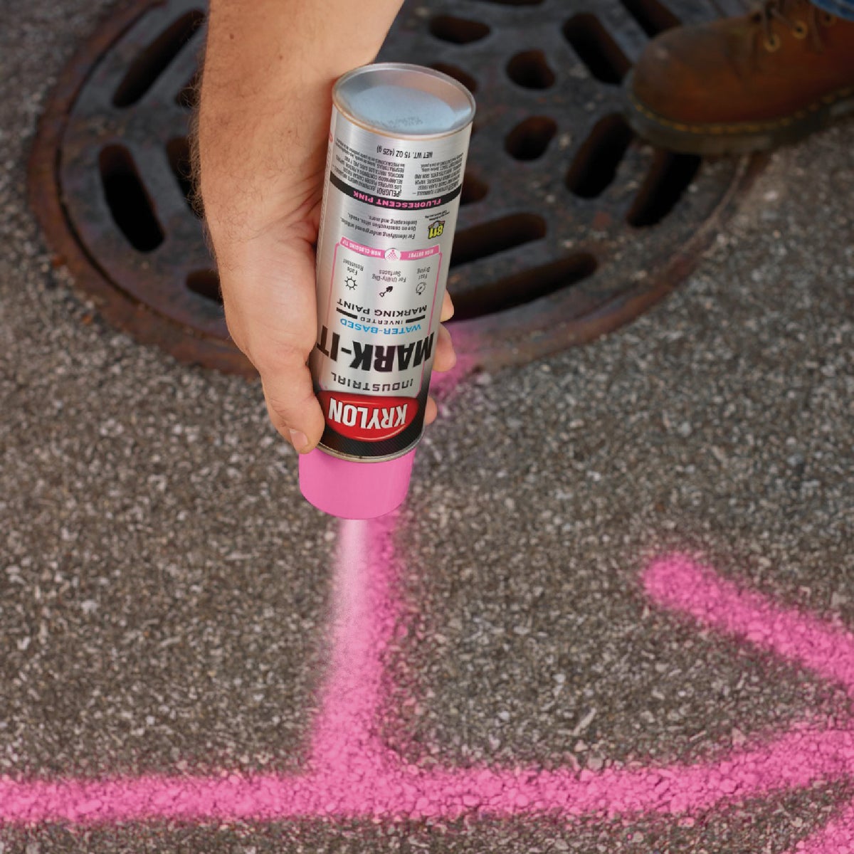 Krylon Mark-It 732308 Industrial WB Fluorescent Pink Inverted Marking Paint Image 4