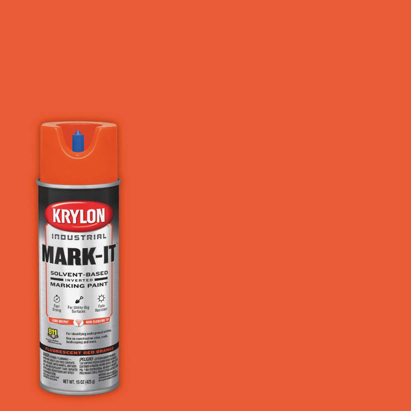 Krylon Mark-It 731008 Industrial SB Fluorescent Red Orange Inverted Marking Paint Image 1