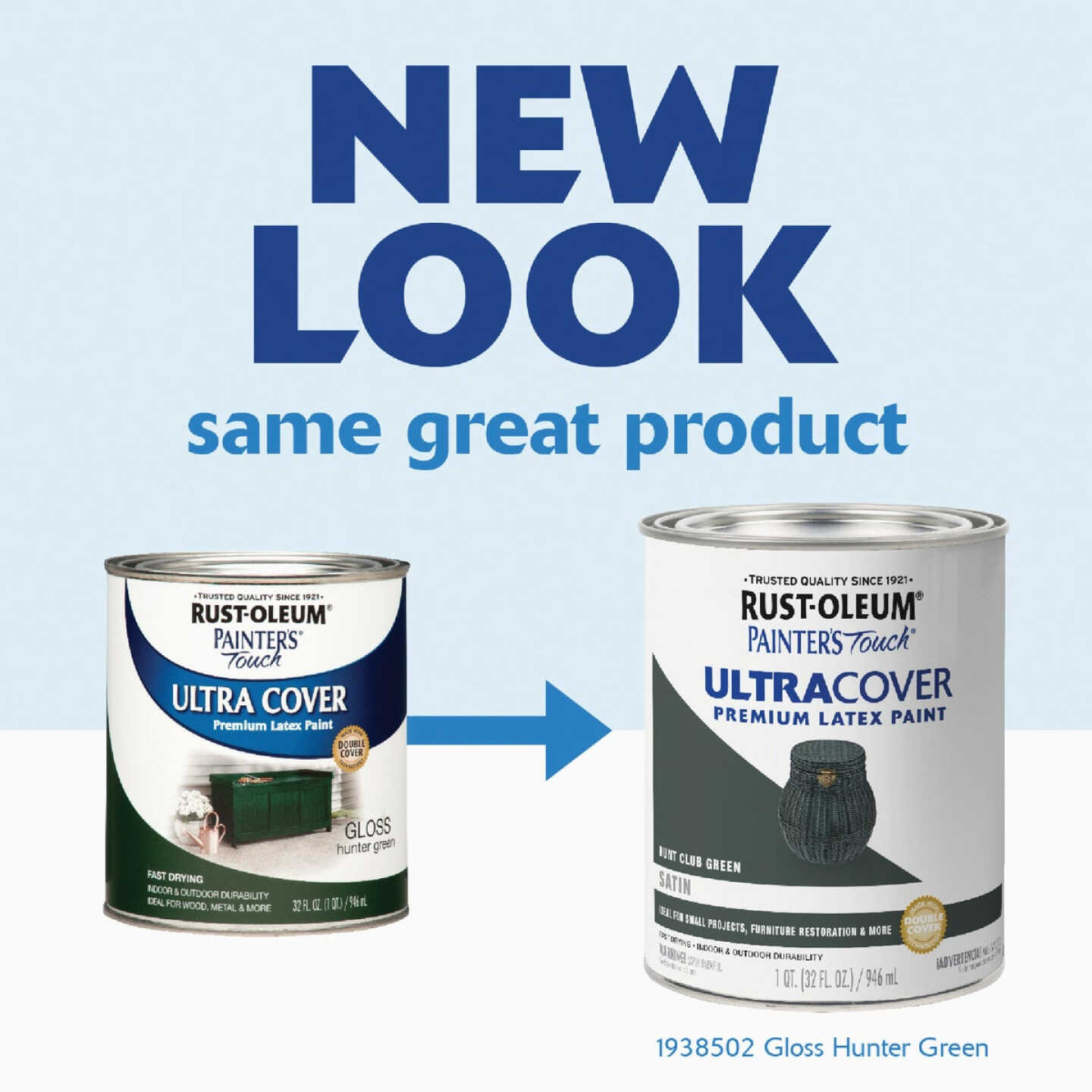 Rust-Oleum Painter's Touch 2X Ultra Cover Premium Latex Paint, Gloss Hunter Green, 1 Qt. Image 2