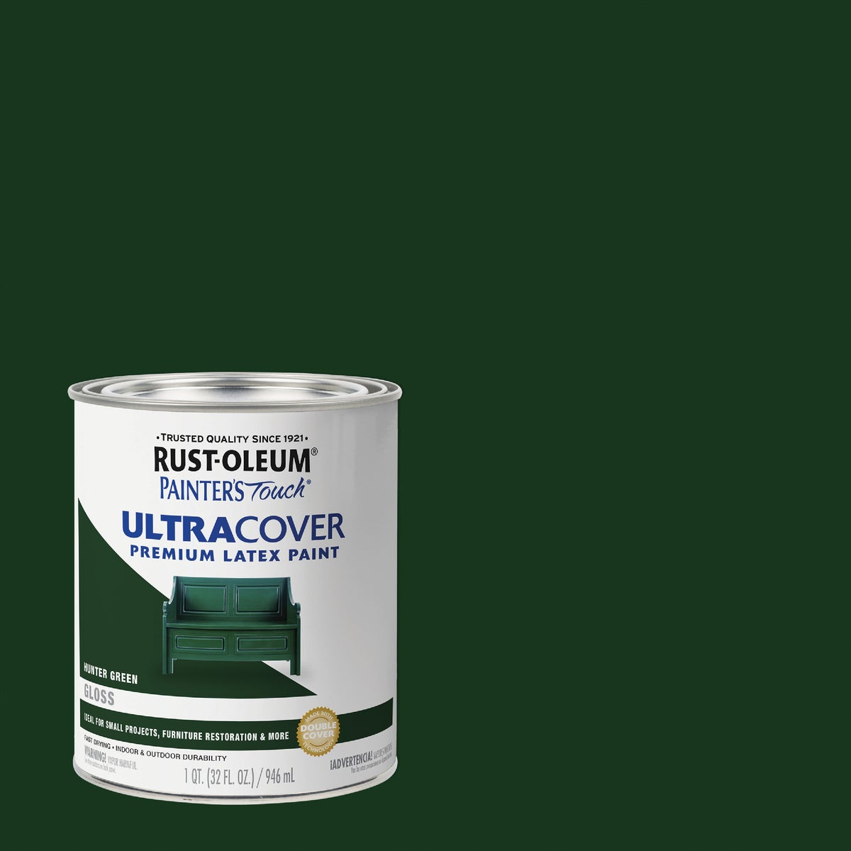 Rust-Oleum Painter's Touch 2X Ultra Cover Premium Latex Paint, Gloss Hunter Green, 1 Qt.