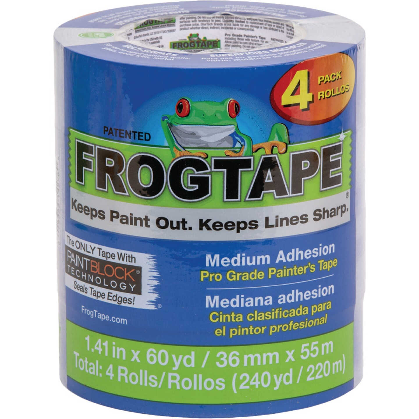 FrogTape Pro Grade 1.41 In. x 60 Yd. Painter's Tape with PaintBlock Technology (4-Pack) Image 1