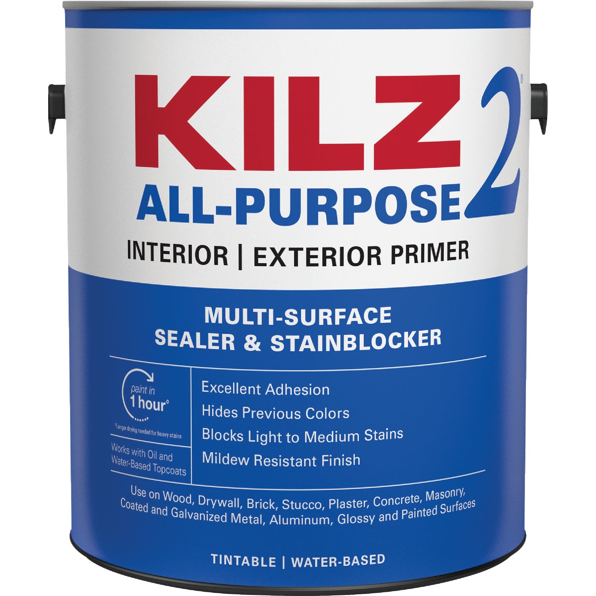 KILZ 2 Latex Interior/Exterior Sealer Stain Blocking Primer, White, 1 Gal.