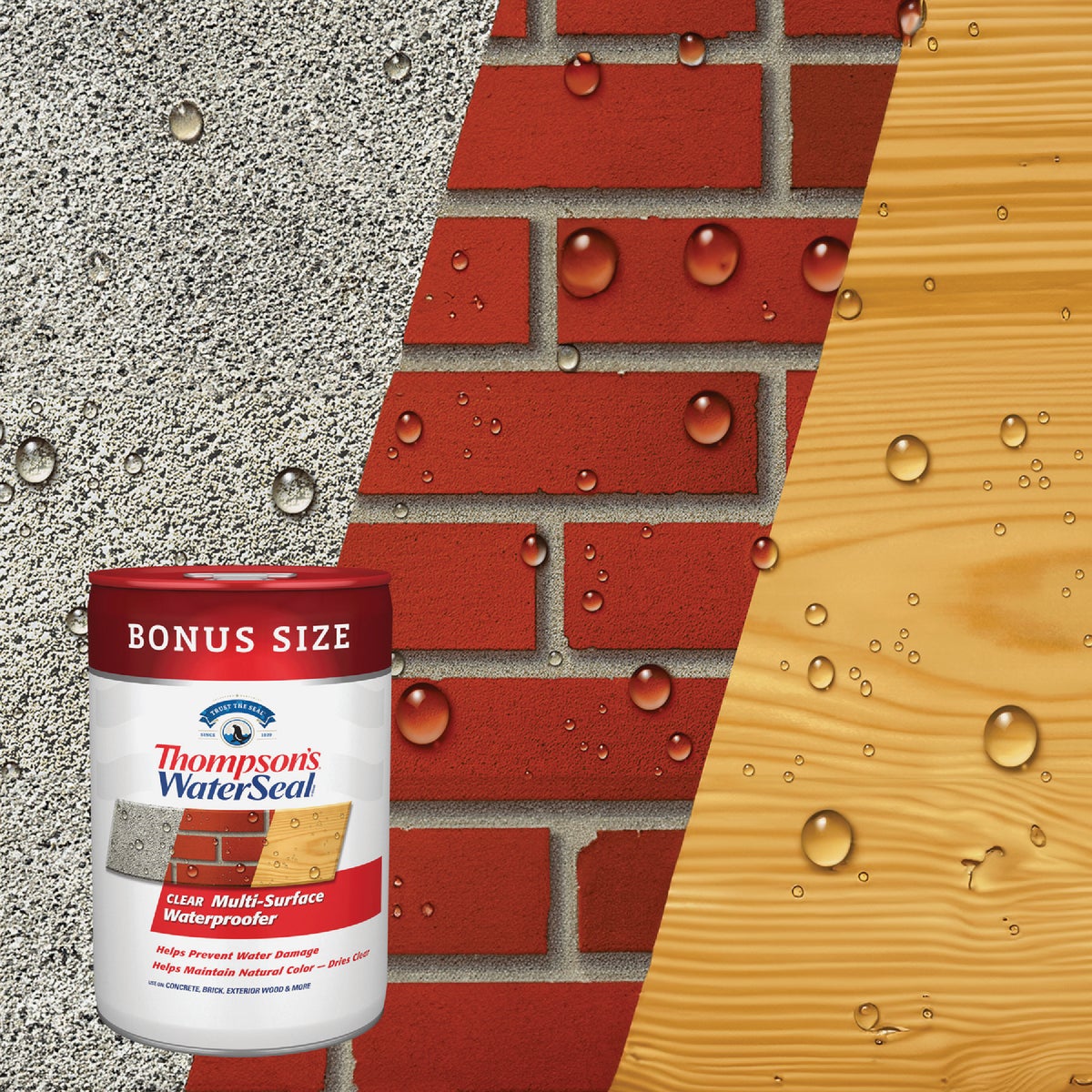 Thompsons WaterSeal Clear VOC MultiSurface Waterproofing Sealer, 6 Gal. Image 3