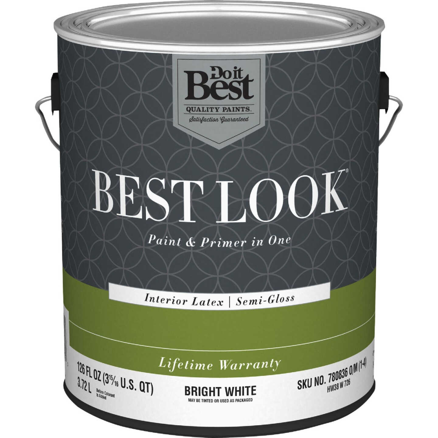Best Look Latex Premium Paint & Primer In One Semi-Gloss Interior Wall Paint, Bright White, 1 Gal. Image 1