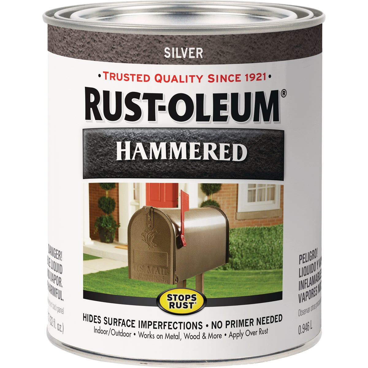Rust-Oleum Stops Rust Hammered Paint, Silver, 1 Qt. Image 7