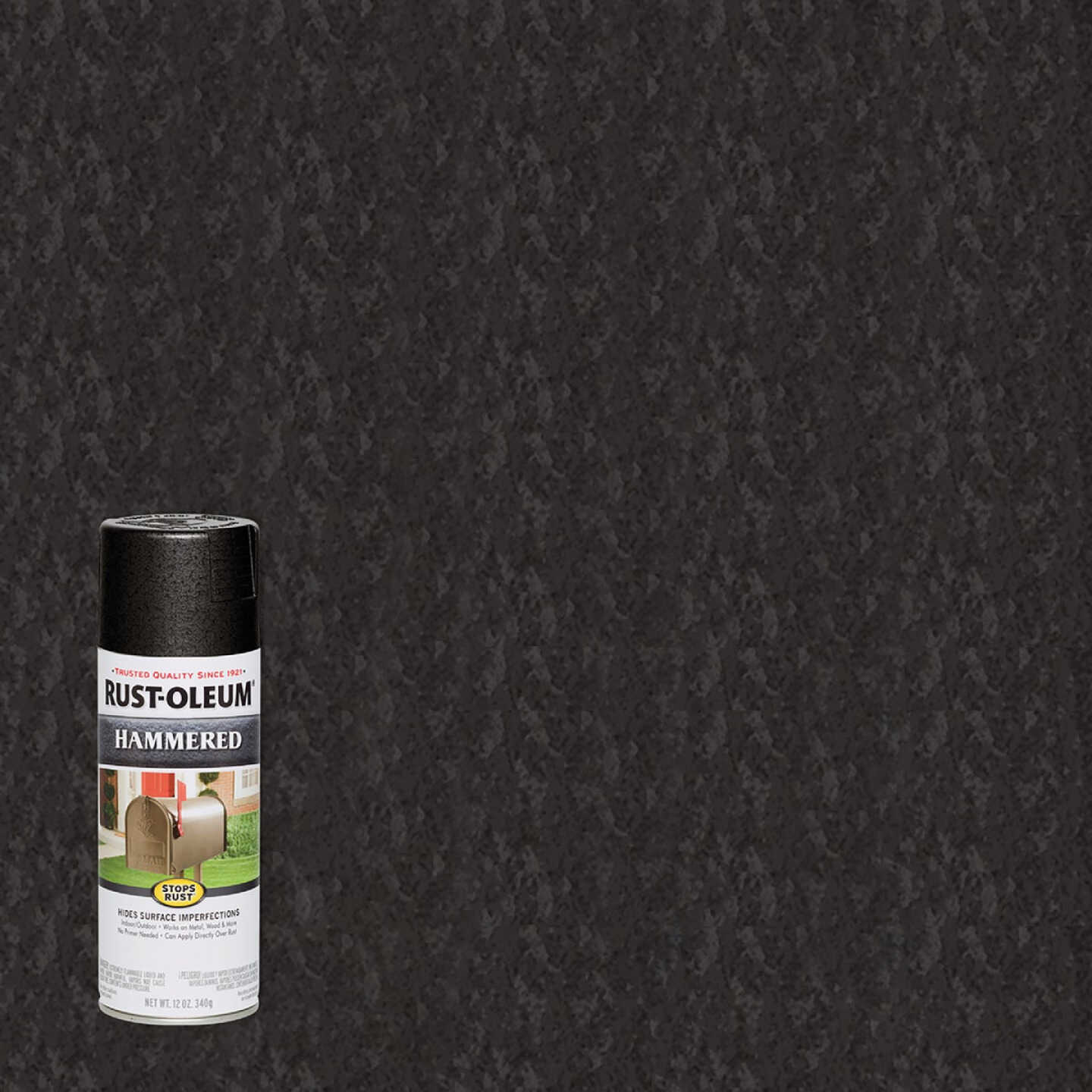 Rust-Oleum Stops Rust Black Metallic 12 Oz. Hammered Finish Spray Paint Image 1