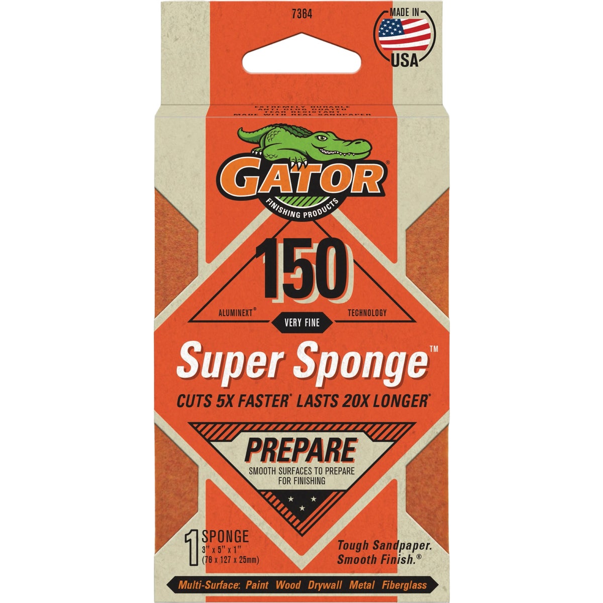 Gator Premium Super Sponge 3 In. x 5 In. x 1 In. 150 Grit Very Fine Sanding Sponge Image 1