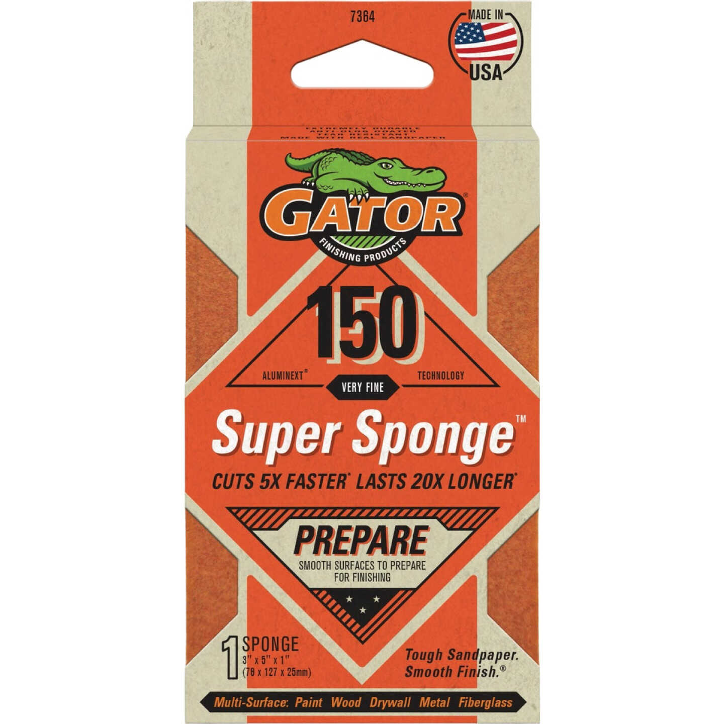 Gator Premium Super Sponge 3 In. x 5 In. x 1 In. 150 Grit Very Fine Sanding Sponge Image 1