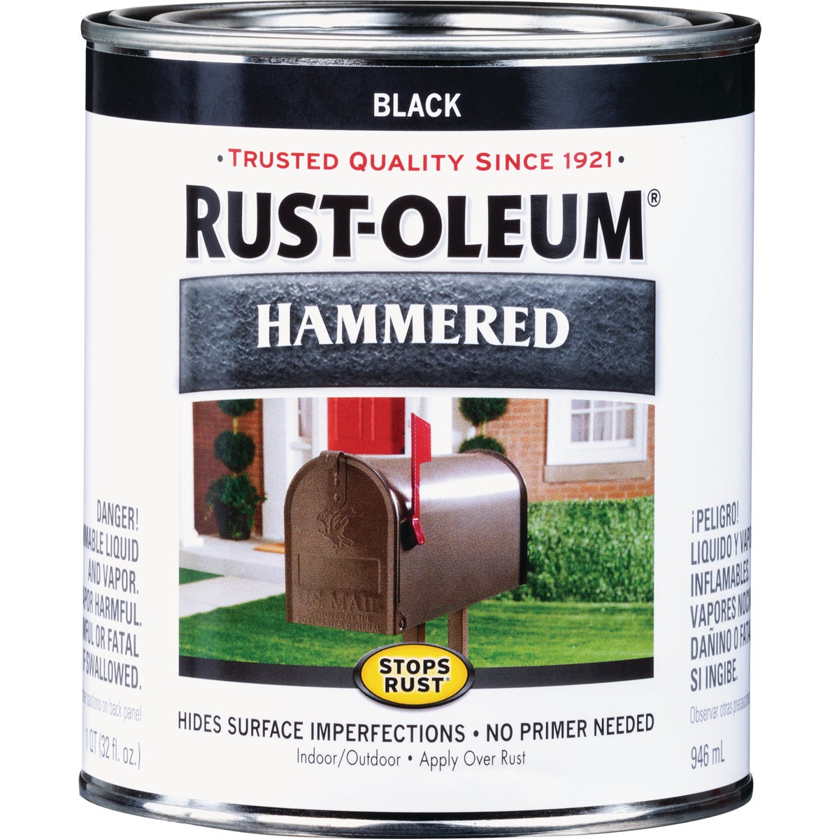 Rust-Oleum Stops Rust Hammered Paint, Black, 1 Qt. Image 7