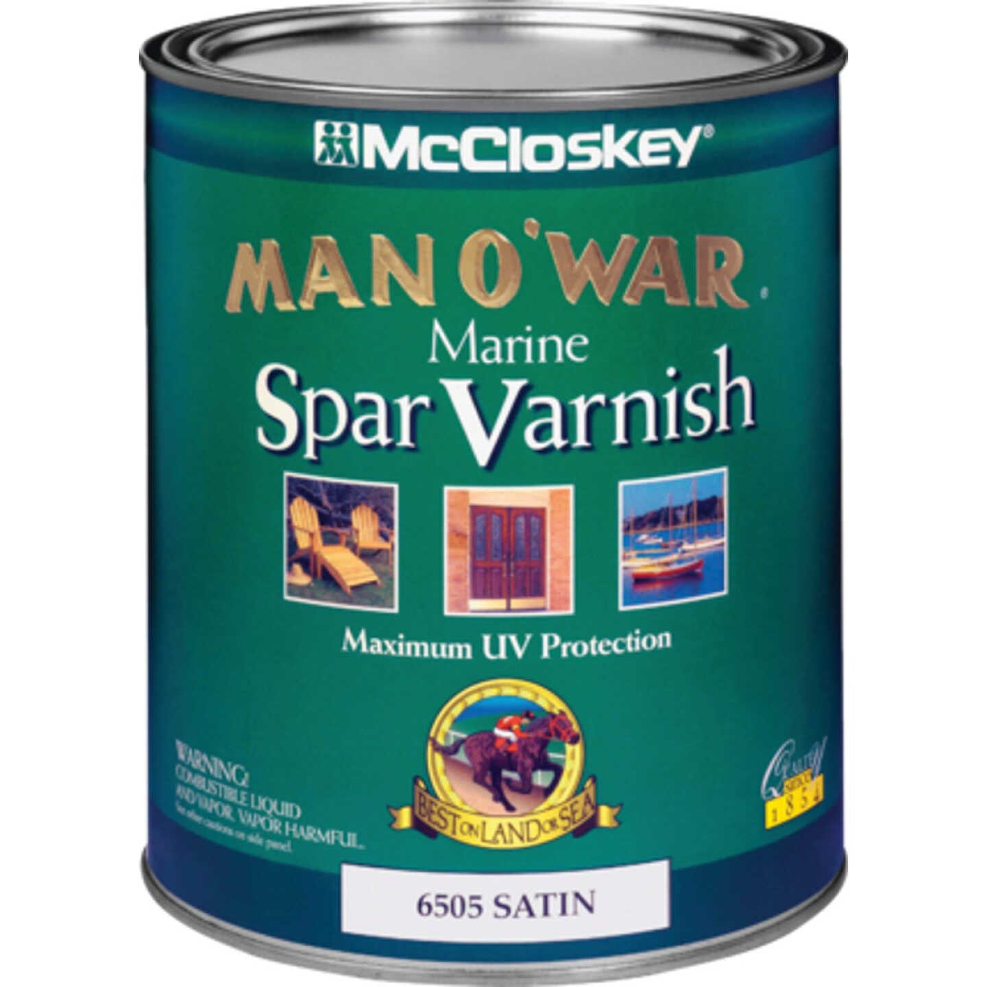 McCloskey Man O'War VOC Satin Spar Interior & Exterior Varnish, Quart Image 1