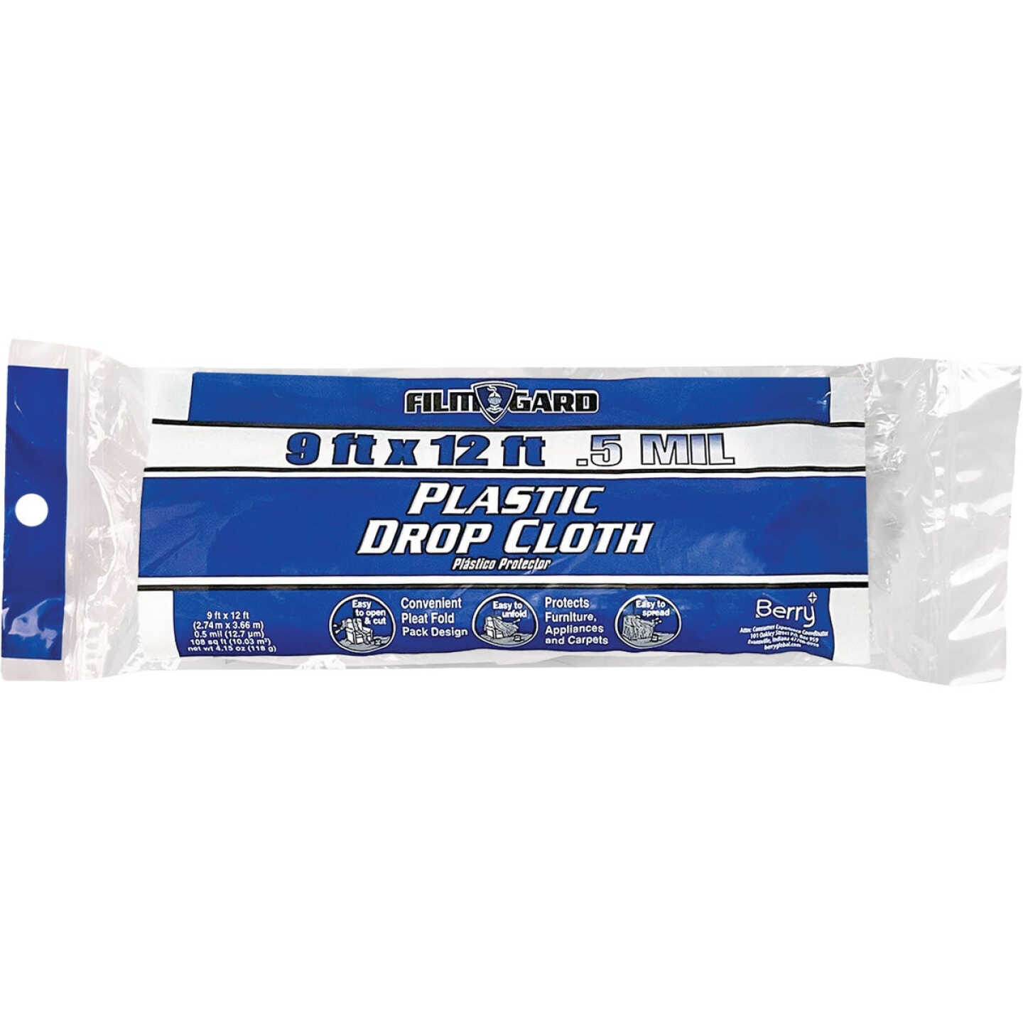 Film-Gard 9 In. x 12 Ft. Light-Duty Plastic Drop Cloth Image 1