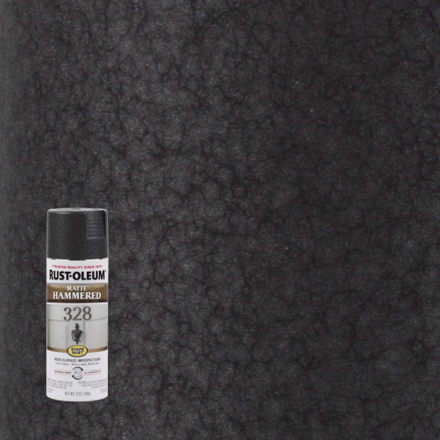 Rust-Oleum Stops Rust Matte Black 12 Oz. Hammered Spray Paint Image 1