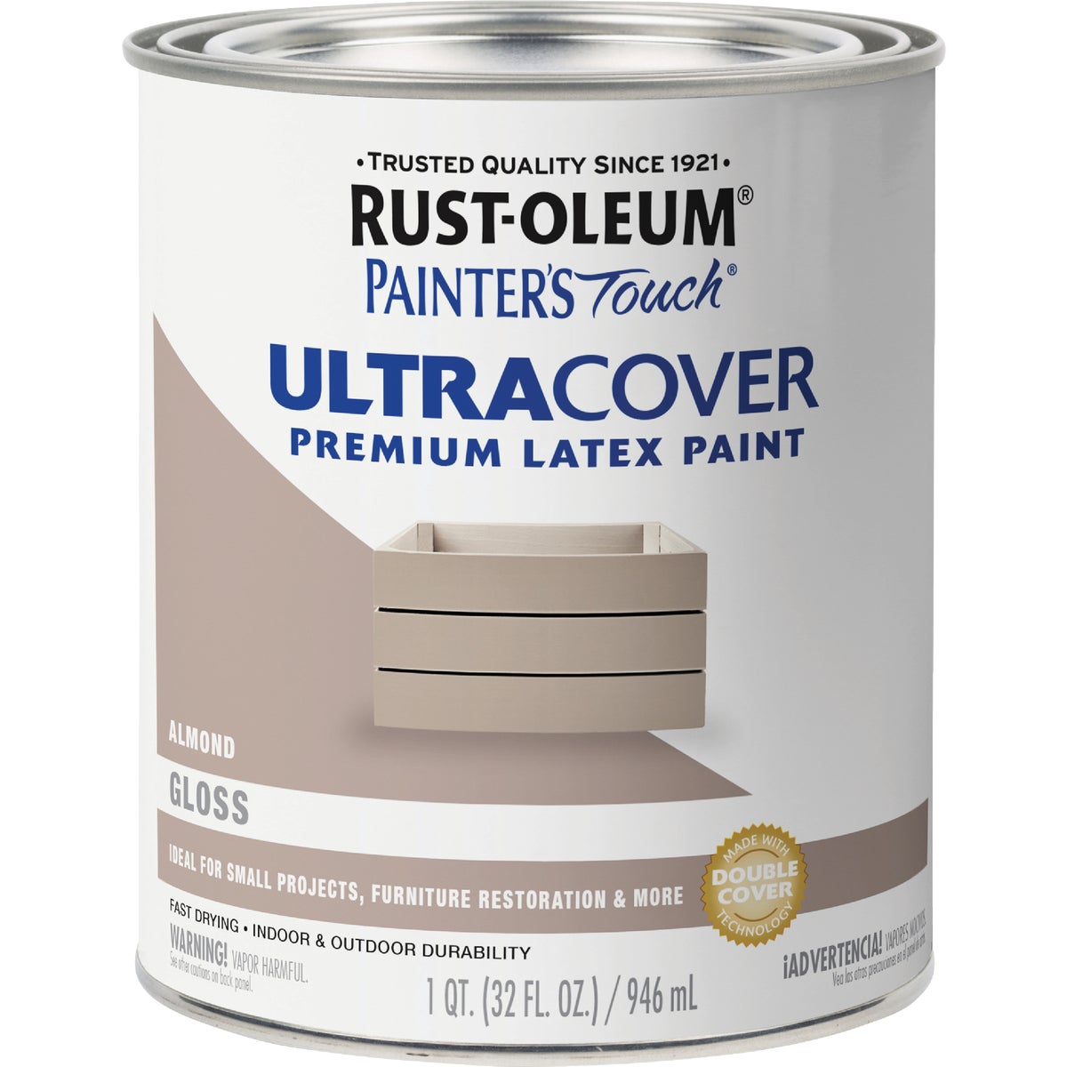 Rust-Oleum Painter's Touch 2X Ultra Cover Premium Latex Paint, Gloss Almond, 1 Qt. Image 6