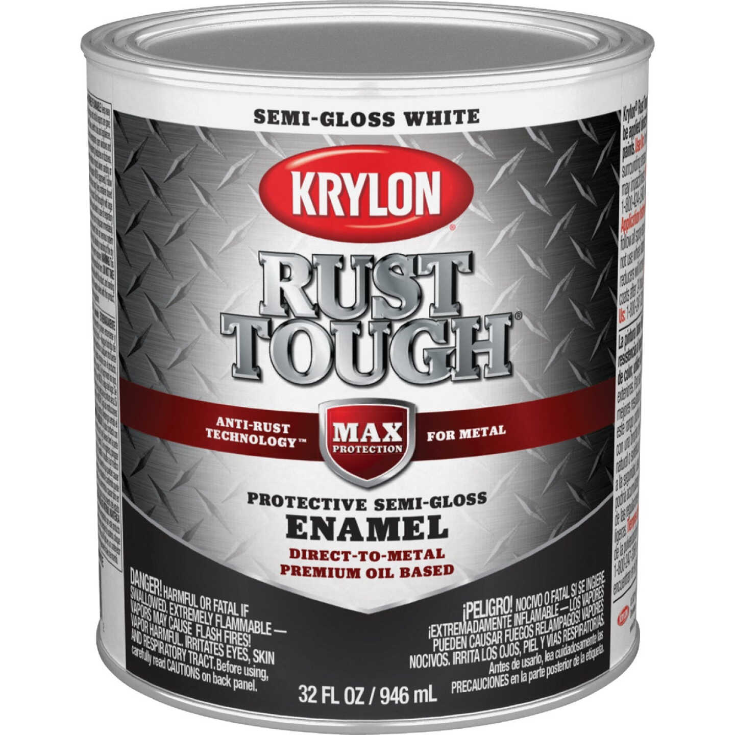 Krylon Rust Tough DTM Oil-Based Semi-Gloss Rust Control Enamel, White, 1 Qt. Image 1