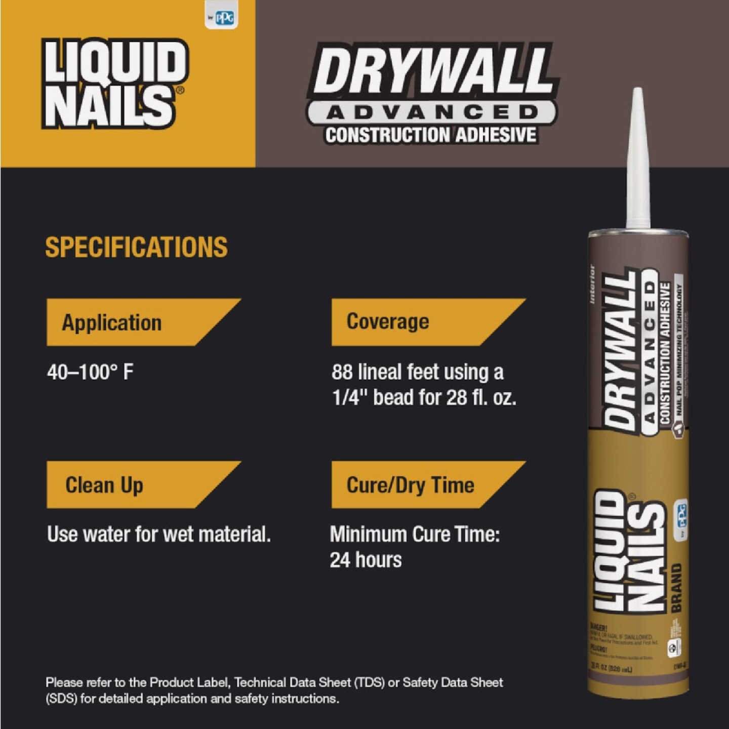 Liquid Nails Drywall Advanced 28 Oz. Low VOC Drywall & Panel Adhesive Image 3