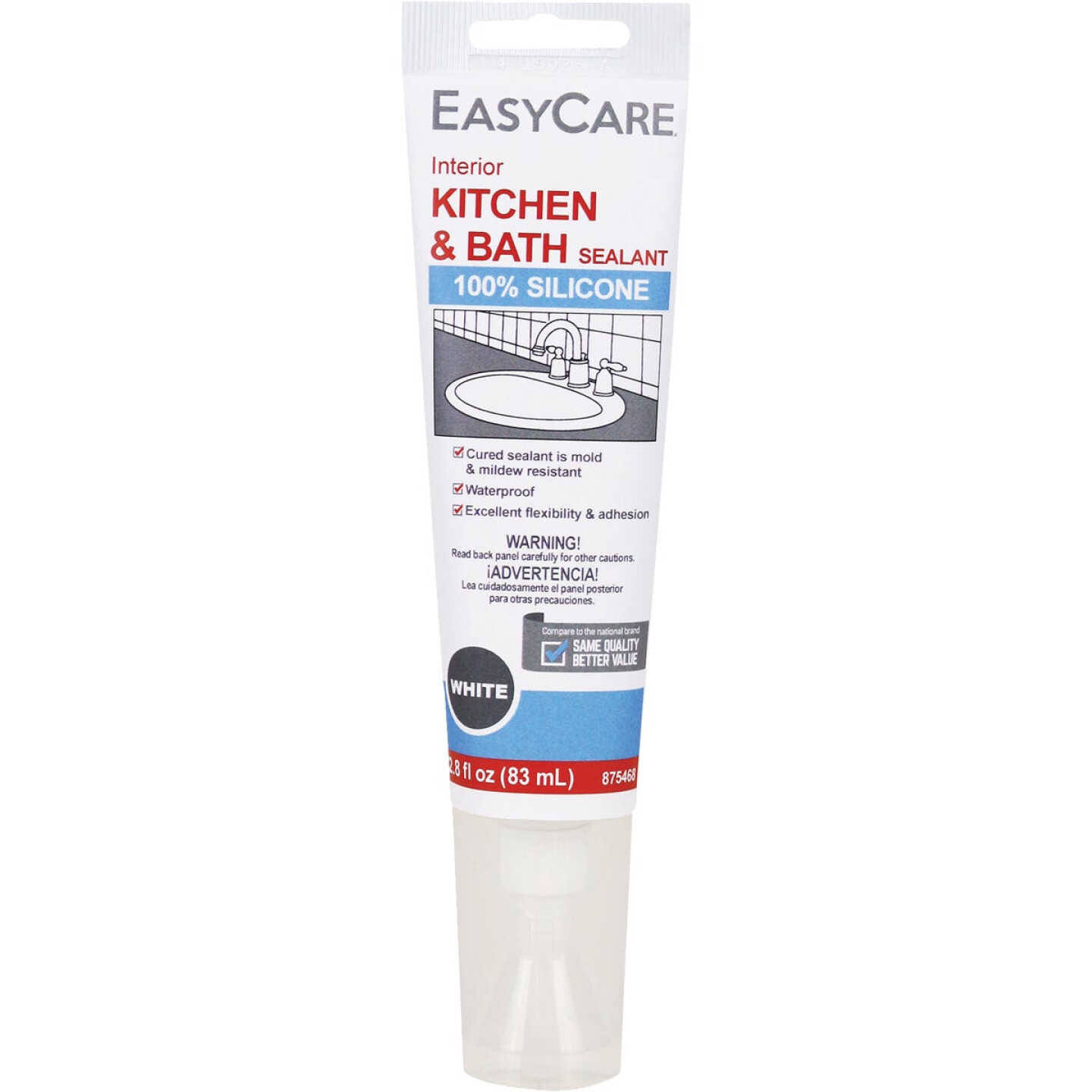 EasyCare 2.8 Oz. White Kitchen & Bath Silicone Sealant Image 1