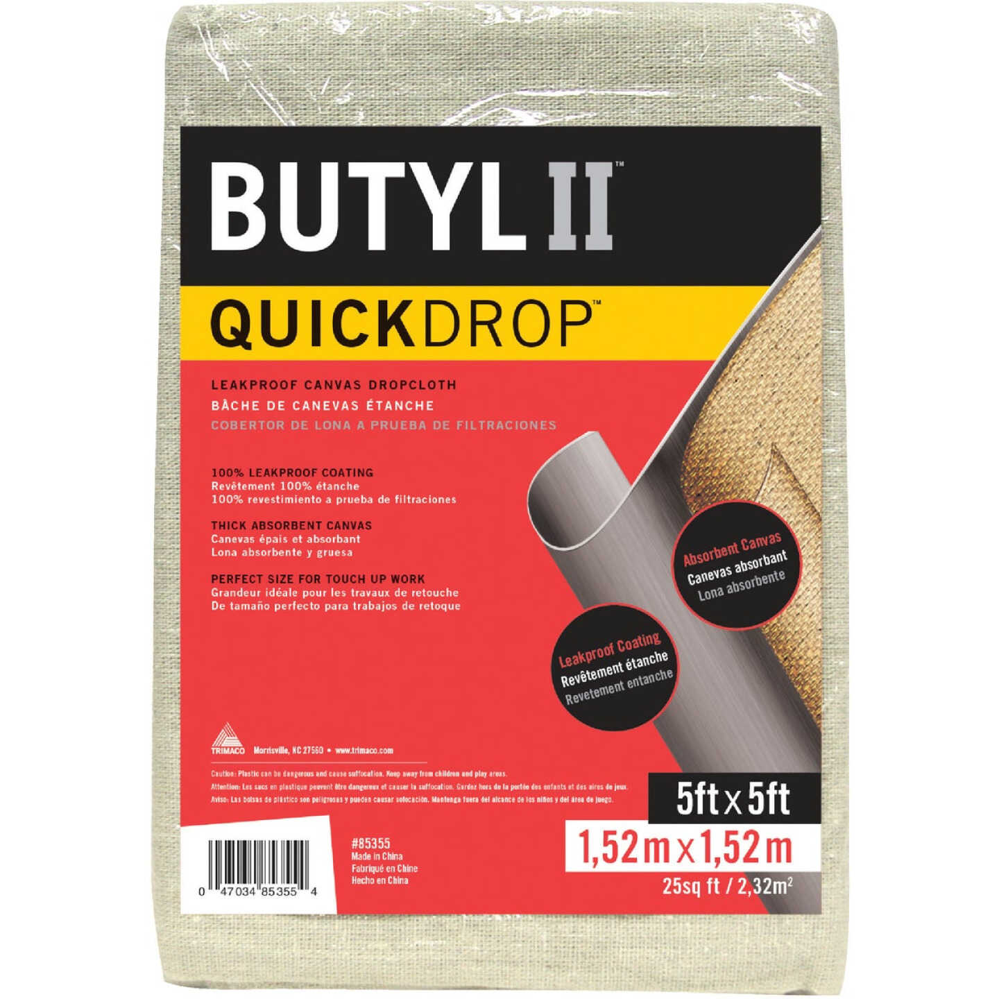 Trimaco Butyl II 5 Ft. x 5 Ft. Canvas Drop Cloth Image 1