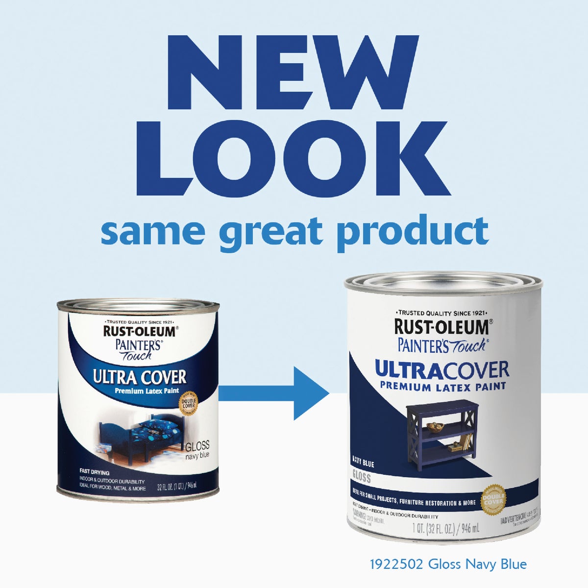 Rust-Oleum Painter's Touch 2X Ultra Cover Premium Latex Paint, Gloss Navy Blue, 1 Qt. Image 2