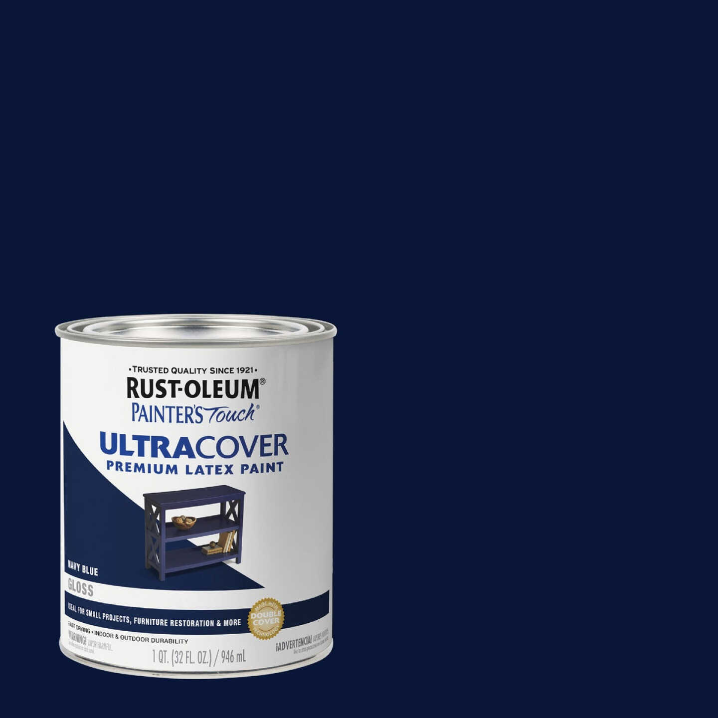 Rust-Oleum Painter's Touch 2X Ultra Cover Premium Latex Paint, Gloss Navy Blue, 1 Qt. Image 1