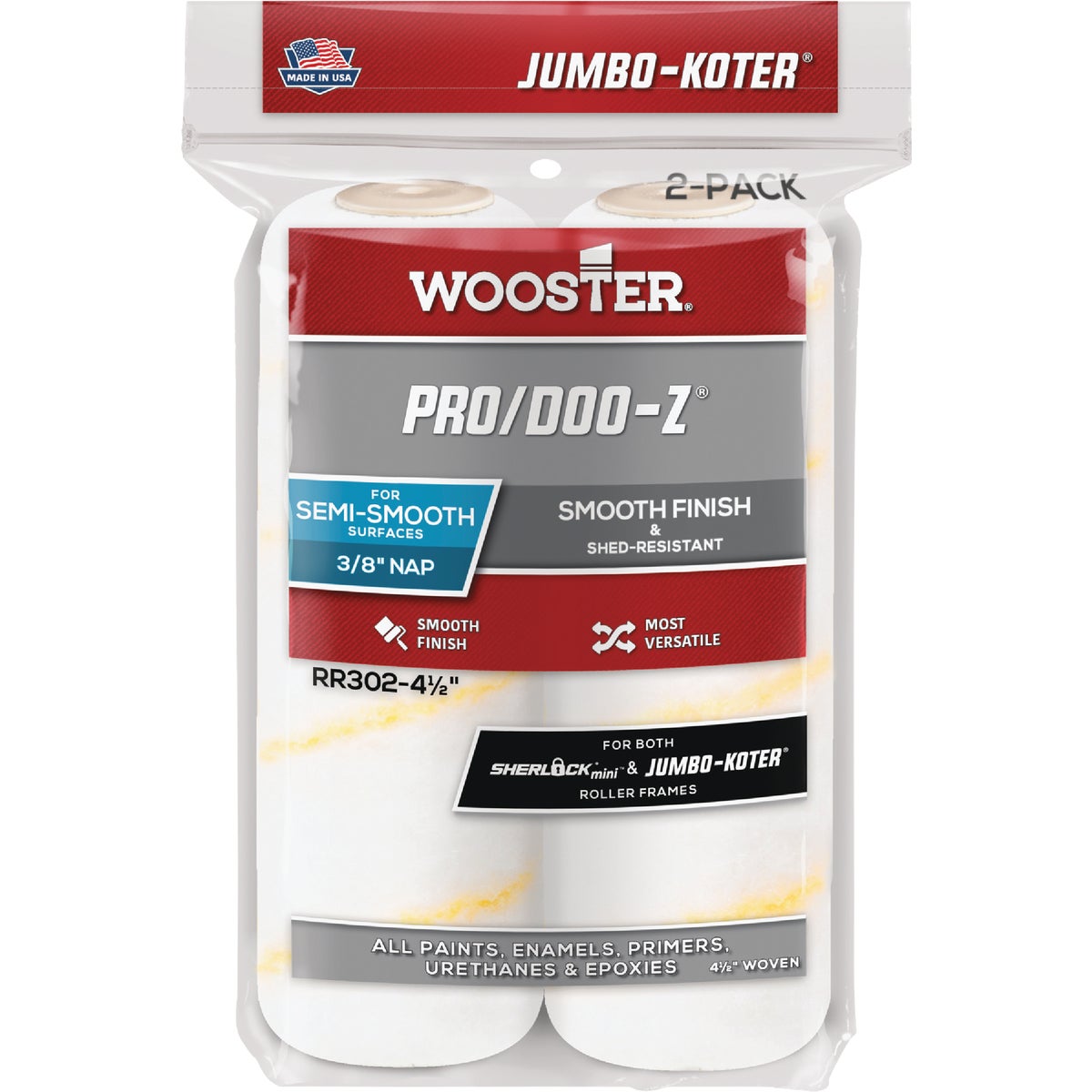 Wooster Jumbo-Koter Pro/Doo-Z 4-1/2 x 3/8 In. Woven Paint Roller Cover (2-Pack) Image 1