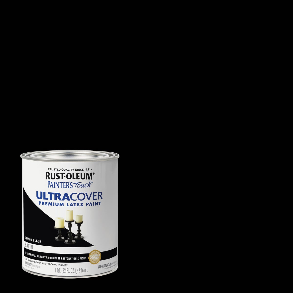 Rust-Oleum Painter's Touch 2X Ultra Cover Premium Latex Paint, Satin Canyon Black, 1 Qt.