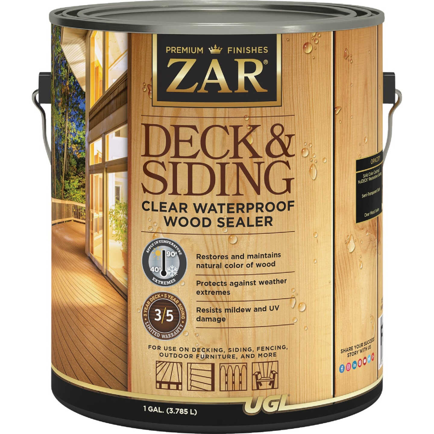 ZAR 1 Gal. Deck & Siding Clear Waterproof Wood Sealer Image 1